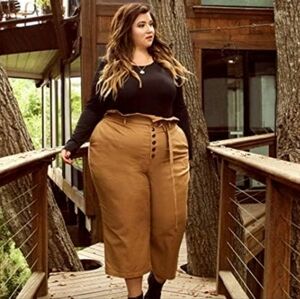 Astra | Tan High-Waisted Paper Bag Waist Belted Pants